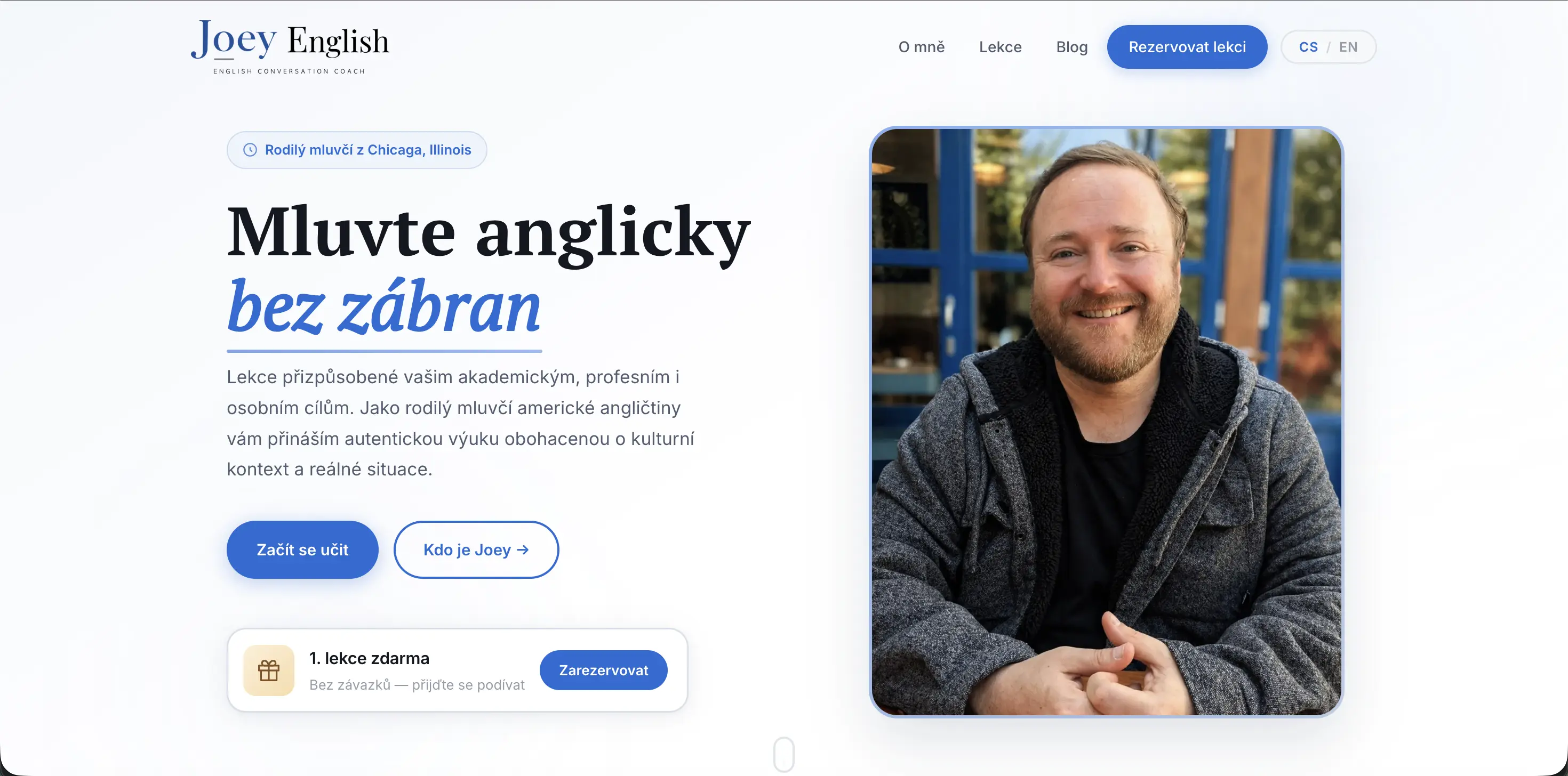 New website for Joey English — presentation website for an English teacher from the USA
