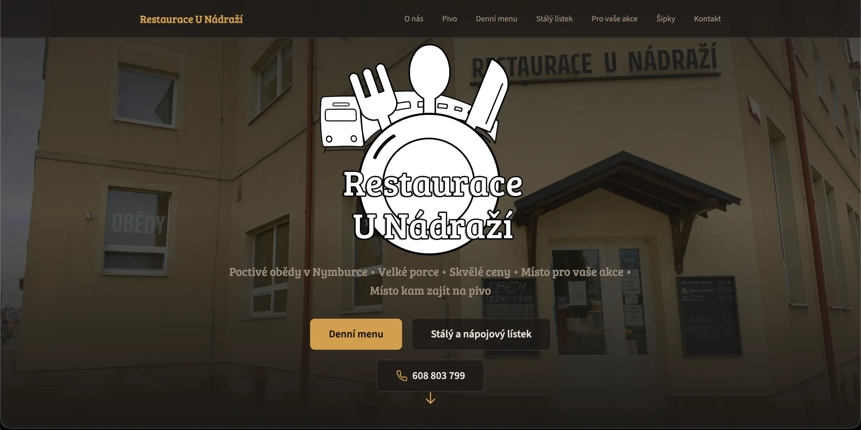 Nový web pro Restauraci U Nádraží v Nymburce — design, backend pro denní menu a SEO