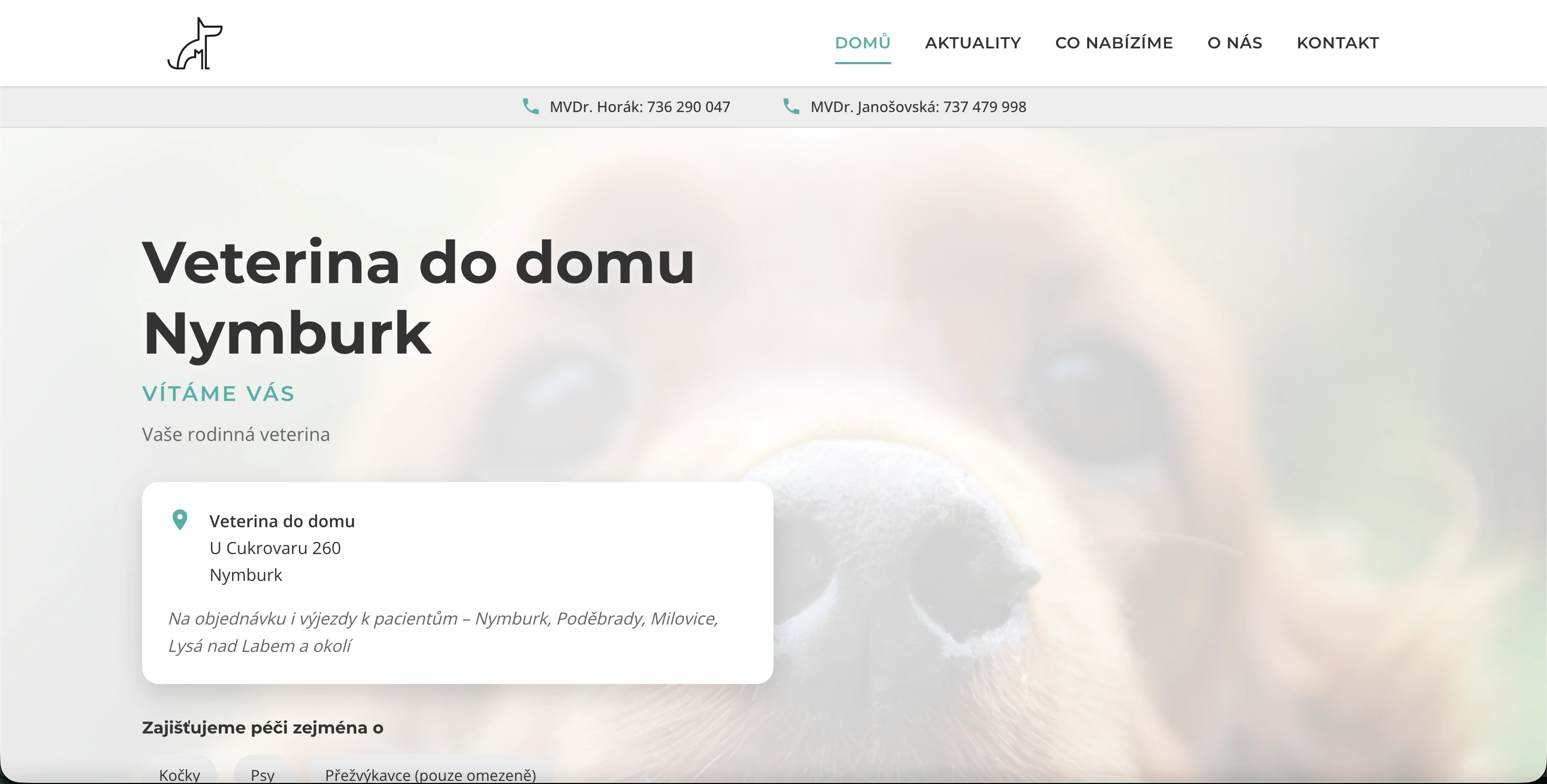 Redesign webu pro veterinární kliniku Veterina do domu — moderní responzivní web